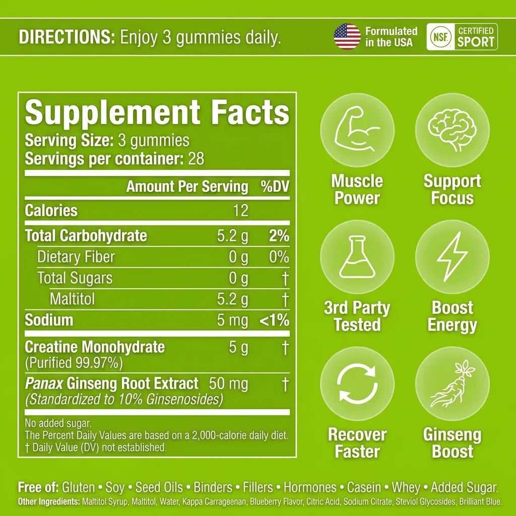 FusiForce Creatine Gummies - nutričné údaje a zloženie